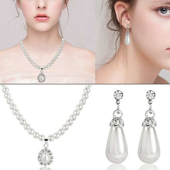 Fiudx Elegante Conjunto de Joyas, Collar de Perlas con Mensaje Sincero, Pendientes de Perlas de Cadena Duraderas, Caja de Regalo de Lujo Incluida, Regalo de San Valentín, Perfecto para Mujeres, Gesto
