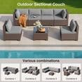 thumbnail image 6 of Noelse 14 Piece Outdoor Patio Furniture Set, All-Weather Wicker Sectional Sofa with Cushions, Tempered-Glass Tables, Modular Rattan Outdoor Seating for Patio, Deck, Backyard, Gray, 6 of 7
