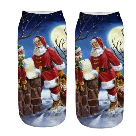 

Qazqa Casual Work Business Socks 3D Christmas Santa Elk Printing Medium Sports Socks