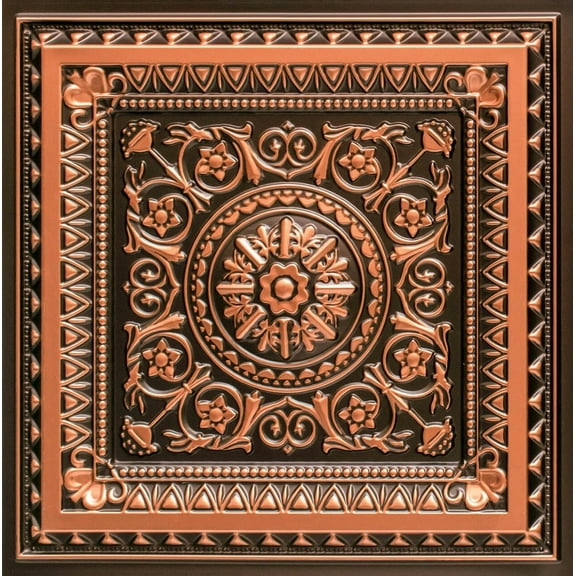 223 - La Scala 2 ft. x 2 ft. PVC Glue-up or Lay in Ceiling Tile in Antique Copper (400 Sq.ft / Pack) - 50 Pieces
