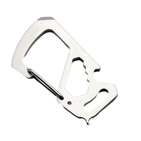 

NUOLUX Multi-functional D-shaped Buckle Stainless Steel Carabiner Bottle Opener (Silver)