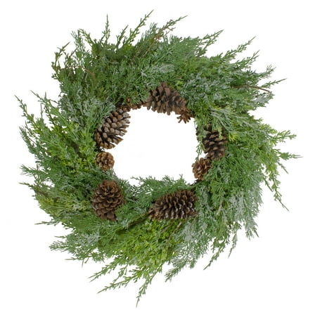Northlight Real Touch™️ Frosted Cedar and Pinecone Artificial Christmas Wreath - 26" - Unlit