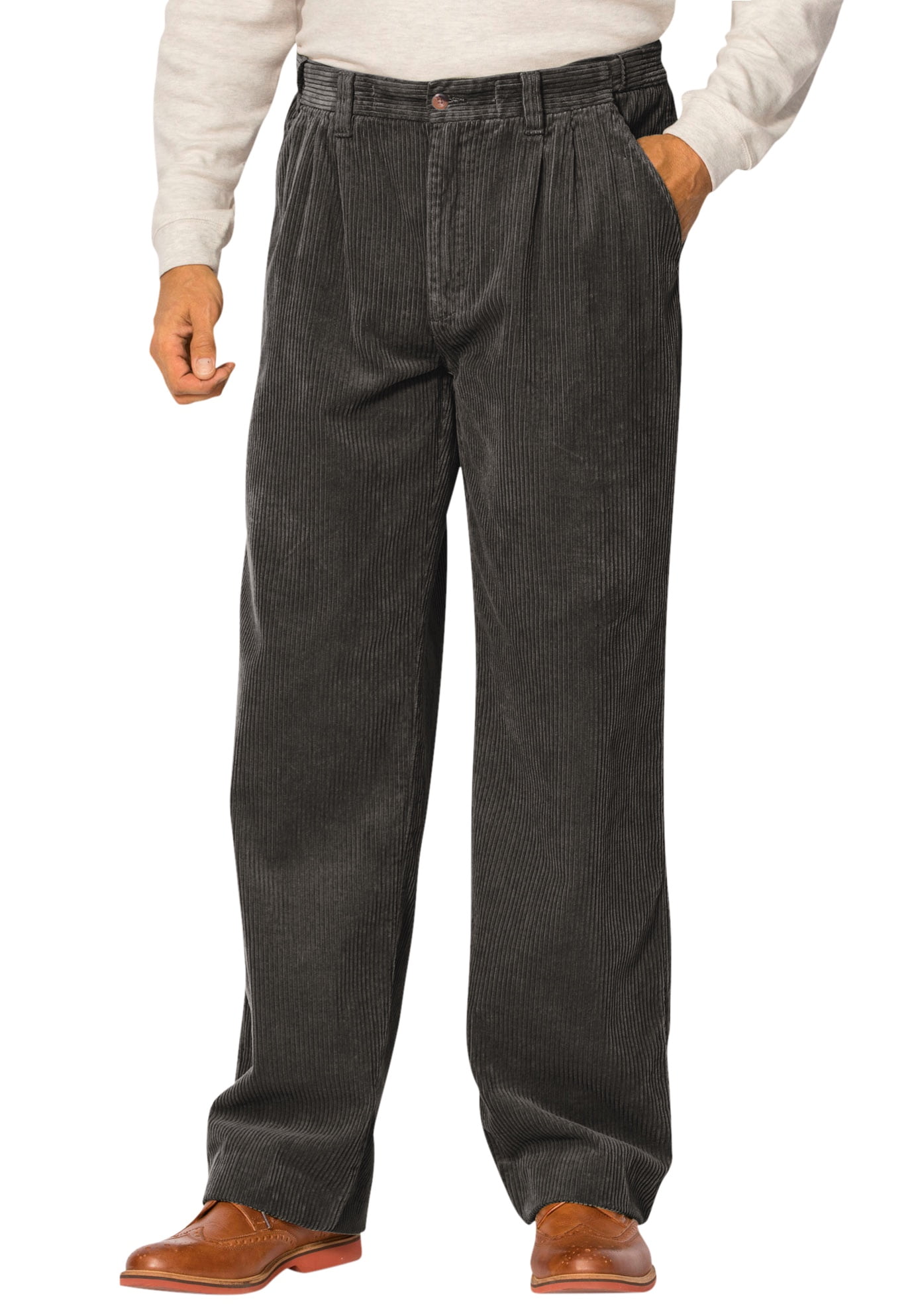 Kingsize Men's Big & Tall Expandable Waist Corduroy Pleat-Front Pants ...