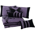 thumbnail image 3 of Chezmoi Collection Contemporary 7-Piece Luxury Flocked Floral Fabric Comforter Set, King, Violet, 3 of 4