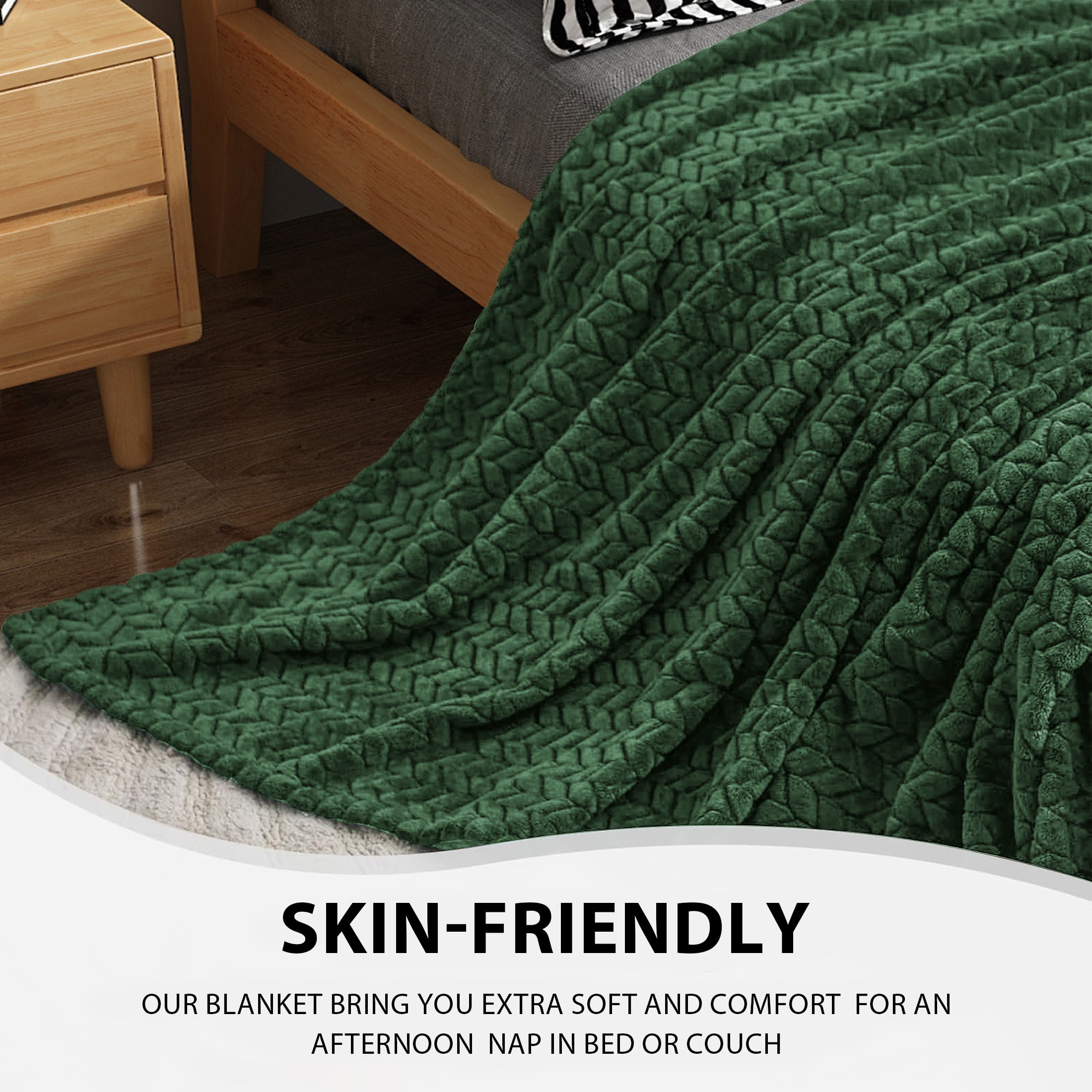 Fleece Throw Blanket, 50''x60'', Green Blanket Cozy Plush Fleece Blanket Throw Size, Flannel Blankets for Sofa