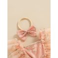 thumbnail image 6 of Suealasg Baby Girl Birthday Outfit Fly Sleeve Square-Neck Floral Embroidery Tulle Romper Dress with Bow Headband Summer Photoshoot Dress Clothes, 6 of 9