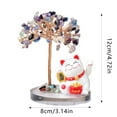 thumbnail image 3 of GeBuSn Solar Powered Waving Cat With Tree Base Handmade Crystal Stone Feng Shui Desk Ornament For Home (Green), 3 of 5