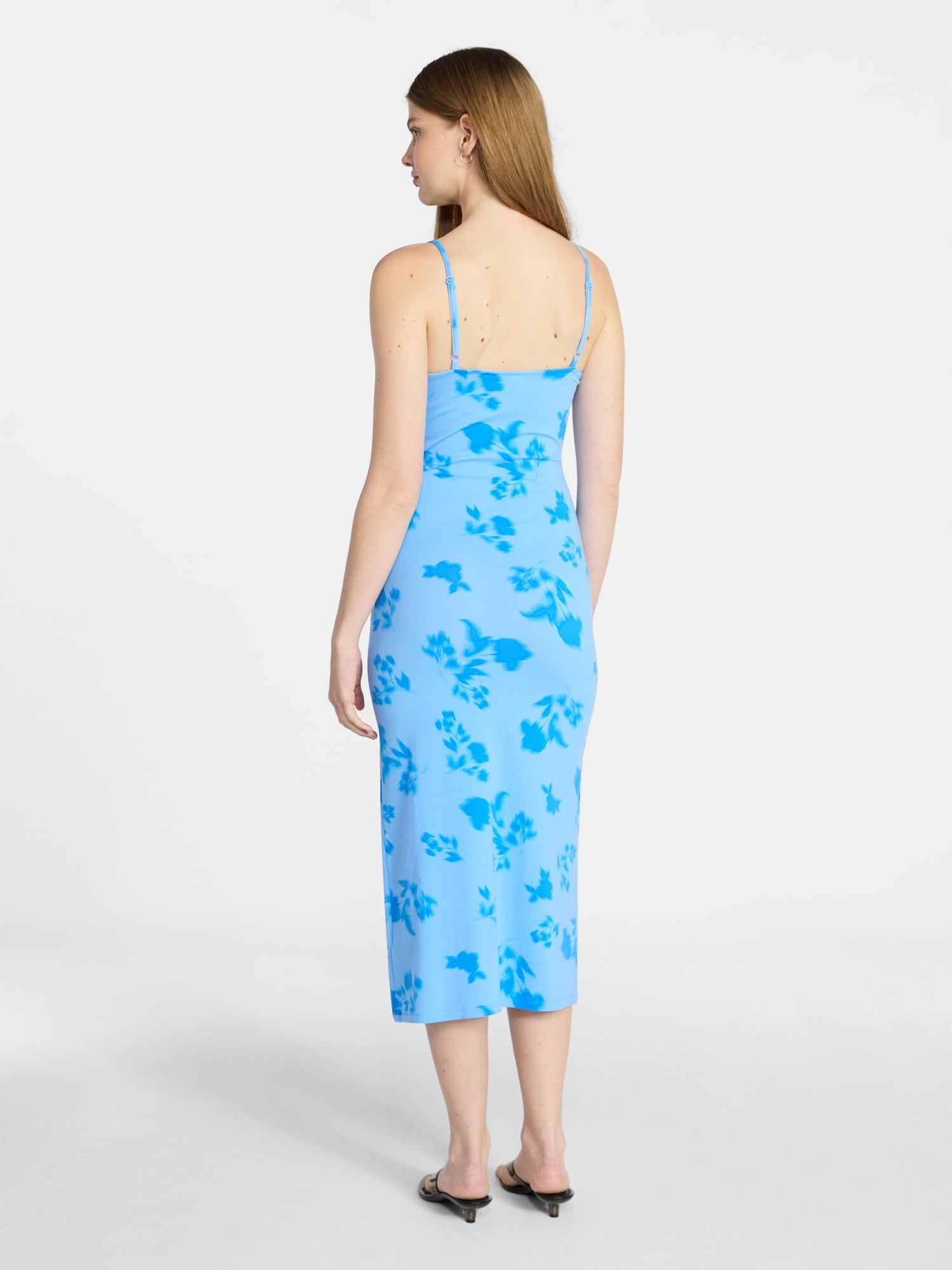 No Boundaries Sleeveless Square Neck Midi Dress, Women's & Women's Plus Sizes XXS-4X