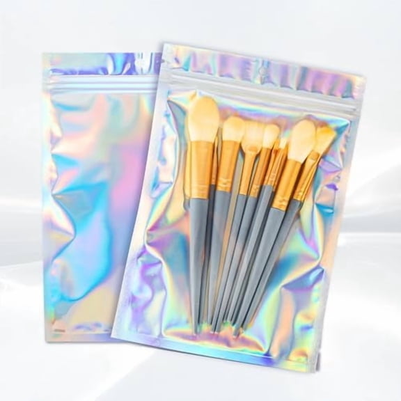5.5x7.8 inch Holographic Packaging Bags, Resealable Foil Pouch Mylar Sample Bag Great for Small Business and Party Favor Food Storageļ¼50 Pcs-5.5x7.8 inļ¼Holographic Color