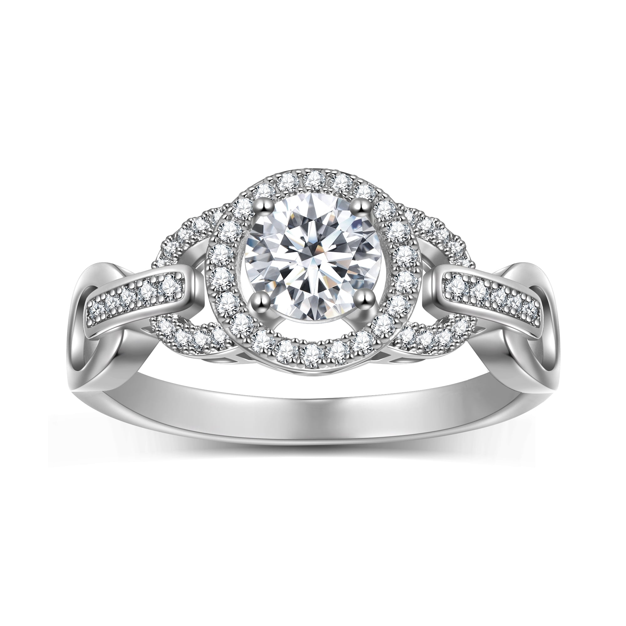 Beautlace Round Moissanite Engagement Rings,925 Sterling Silver Classic Promise Ring 0.8CT Wedding Rings for Women