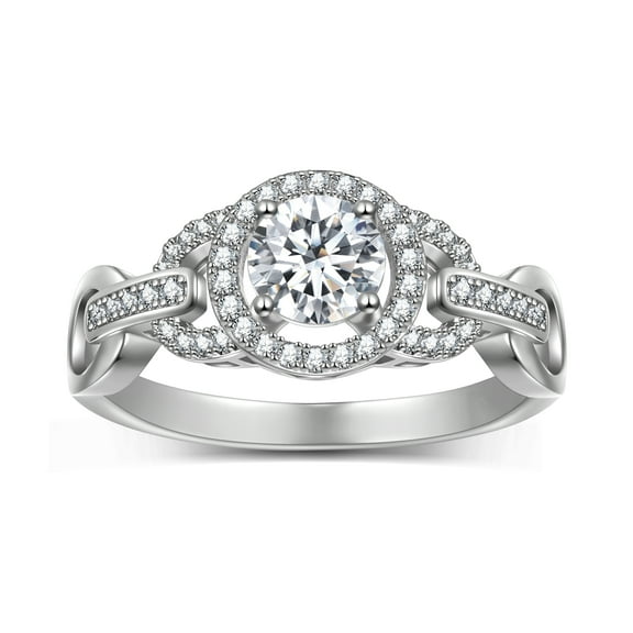 Beautlace Round Moissanite Engagement Rings,925 Sterling Silver Classic Promise Ring 0.8CT Wedding Rings for Women