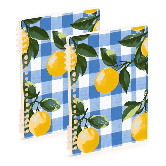 FORMRS 1-Subject Spiral Notebook 8" x 5" College Ruled 60 Refillable Sheet A5 Hard Cover, 2 Pack, Light Blue Plaid