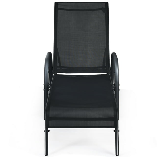 Topbuy Chaise Longue Inclinable Réglable - Ensemble de 1, Brun/noir, Cadre en Acier Robuste avec Accoudoirs