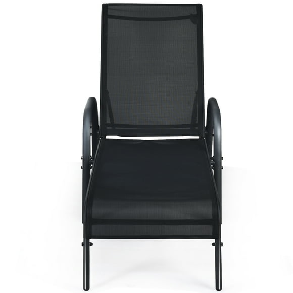 Topbuy Adjustable Reclining Lounge Chair - Set of 1, Brown/Black, Heavy-Duty Steel Frame with Armrests