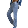 thumbnail image 2 of SMihono Pantalons en Lin pour Femmes Mode Grande Taille Décontractée Jeans Troués Taille Haute Long Bas en Denim Solide Pantalons Larges pour Femmes, jusqu'à 65 % de Réduction!, 2 of 7