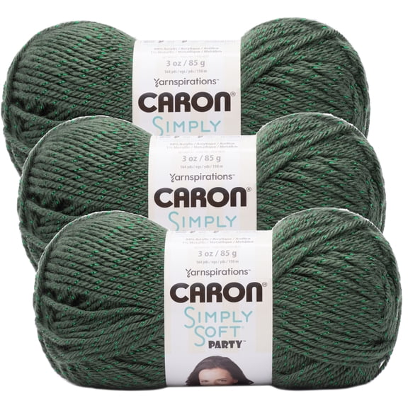 (Pack of 3) Caron Simply Soft Party Yarn-Dark Sage Sparkle