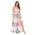 thumbnail image 2 of FORMRS Womens Long Sarong Beach Wrap Semi-Sheer Bikini Skirt Bathing Swimsuit Cover Up, Red Christmas House, 2 of 7