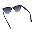 thumbnail image 7 of Classic Half Rim Round Horned High Temple Rectangular Sunglasses Black Silver - Smoke, 7 of 7