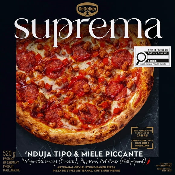 Dr. Oetker Suprema 'Nduja Tipo & Miele Piccante Frozen Neapolitan Pizza - 520G, Suprema - 520G 'Nduja Tipo