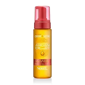 Creme of Nature Argan Oil Foaming Mousse, Style & Shine, Creates Soft Wraps, Defines Curls, Prevents Frizz & Adds Exotic Shine, 7 Fl Oz