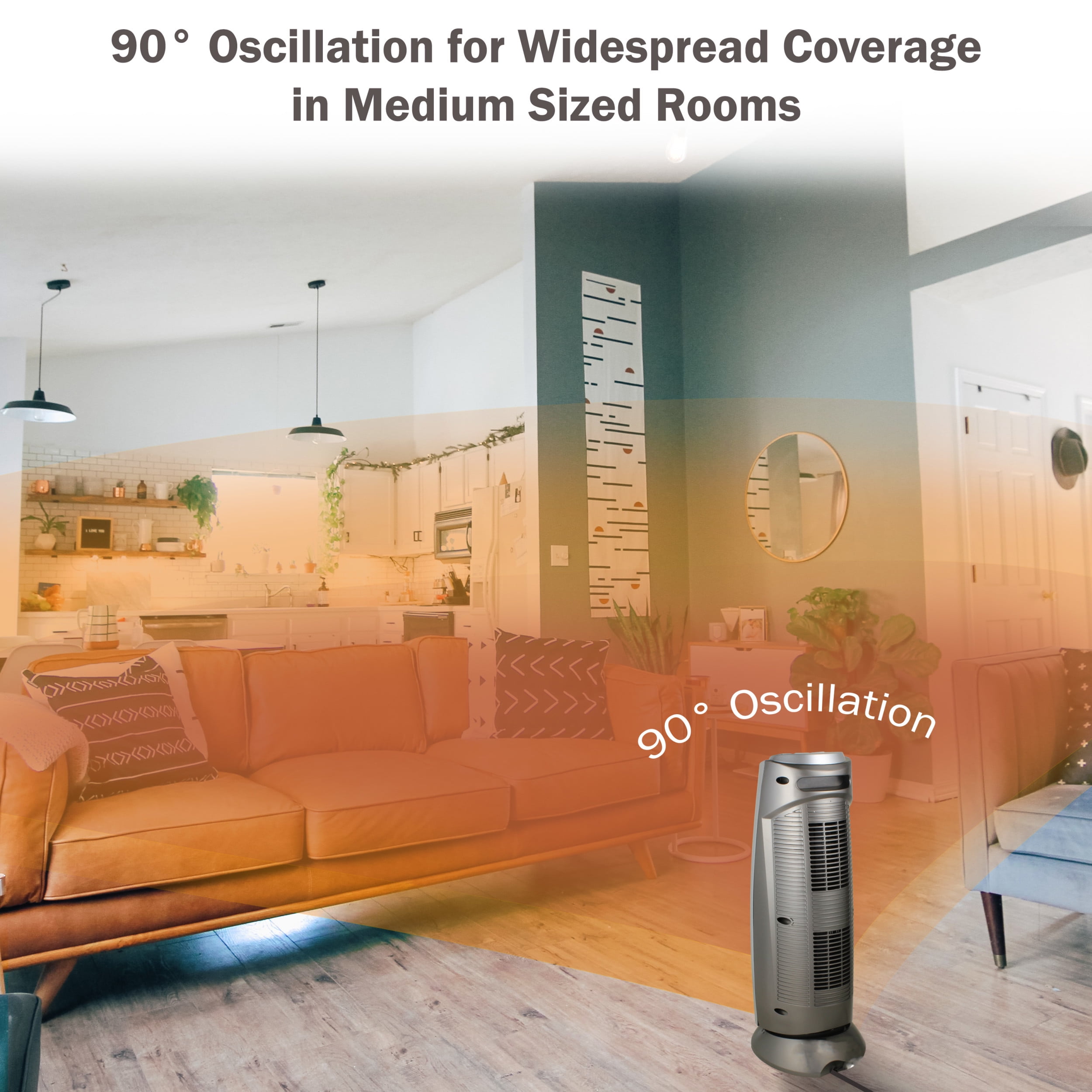 Comfort Zone Portable 1500W Ceramic Oscillating Digital Tower Space Heater