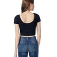 thumbnail image 2 of Aeropostale Womens Lace Bodycon Crop Graphic T-Shirt, Black, Juniors, Large, 2 of 3