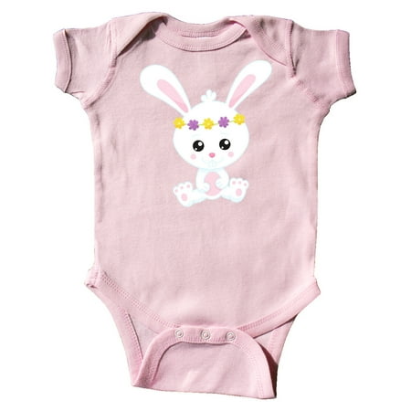 

Inktastic Cute Bunny White Bunny Bunny With Flower Wreath Gift Baby Girl Bodysuit