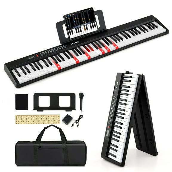 Topbuy 88-Key Piano Keyboard Foldable Full Size Semi Weighted Electronic Keyboard with Split Function