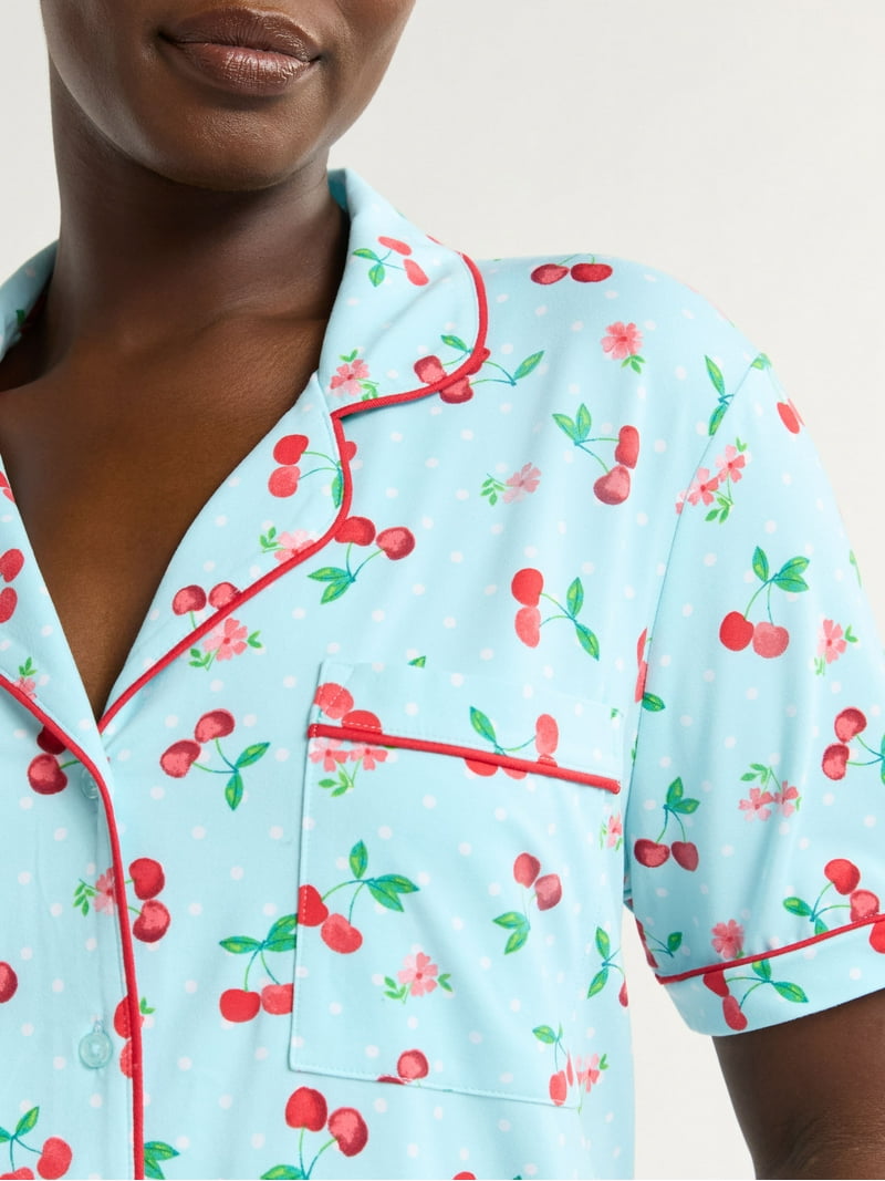 Joyspun Women's Dreamy Soft Collection Notch Collar Short Sleeve