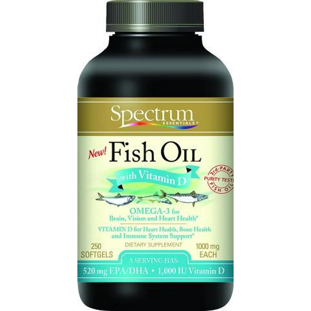 Spectrum Essentials Fish Oil With Vitamin D, 1000 Mg, 250 Ct Walmart