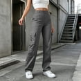 thumbnail image 4 of Axiiglly Cargo Pants Women Button Zip High Waist Work Pants with Multi Pockets Plus Size Climbing Hiking Athletic Trousers S-3XL, 4 of 9