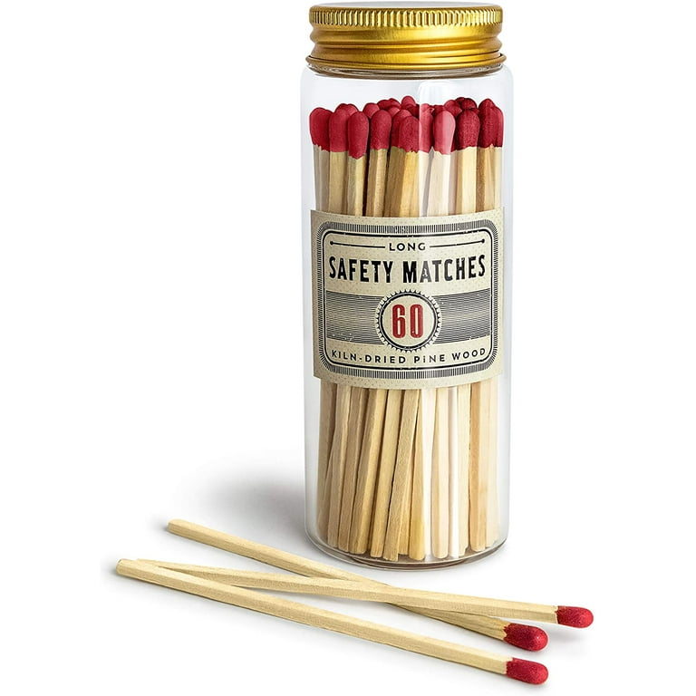 Craft & Kin Long Matches for Candles | Red, Set of 60 Matchsticks