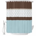 thumbnail image 2 of Blue Brown Morocco Waterproof Fabric Shower Curtain,Geometric Stripes Aqua Stitching Waterproof Fabric Shower Curtain for Bathroom Curtains Bathtubs Hotel Shower Curtains with 12 Hooks Long 72x78in, 2 of 8