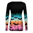 thumbnail image 6 of JGNGSHN Women's Long Sleeve Halloween Tops Soft Crewneck Stretch Fitted Ribbed Knit Trendy Skeleton Graphic T-Shirt 2025 Fall Clothes, 6 of 7
