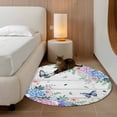 thumbnail image 3 of Round Area Rug 3.3 Ft, Watercolor Flowers Washable Non-Slip Circle Carpet for Living Room/Bedroom, Spring Butterflies Floral Gray Wood Low-Profile Small Kitchen Mats Collection Rugs for Indoor, 3 of 7