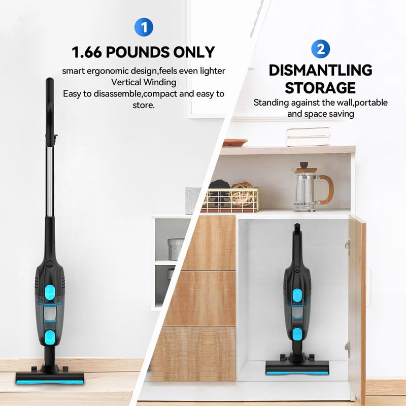 Homadio Corded Stick Vacuum Cleaner, Upright/Handheld 3-in-1 Lightweight Vacuum with HEPA Filter for Hard Floor, Carpet and Pet Hair, 1L Dust Cup