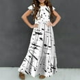 thumbnail image 5 of NaWent Girls Maxi Dress Short Sleeve Casual Long Floral Print Dresses with Pockets 6-12 Years White 12 Years, 5 of 7