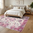 thumbnail image 3 of ODIKA 6'x9' Ultra-Soft Area Rug, Mauve Distressed Damask Motifs Vintage Scroll Border Trellis None Washable, Bare feet friendly, Silk-Touch for Guest Room, Bedroom, 3 of 7