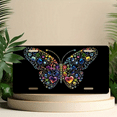 thumbnail image 6 of 1 Pcs 2D Flat License Plate Covers & Frames, Butterfly Made of Gems For Decorative Front, Waterproof For Decoration Aluminum License Plate Covers & Frames Cover For Men Women, 12" X 6", 6 of 7