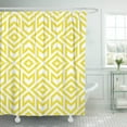 thumbnail image 1 of Cortina de ducha ABPHQTO poliéster diseño geométrico simple Triángulos amarillo y blanco 152x180 cm, 1 of 2