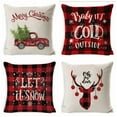 thumbnail image 2 of Christmas Pillow Covers 18x18 Inches Linen Christmas Decoration Throw Pillow Covers Red Buffalo Plaid Red Truck Green Plaid Santa Deer Cushion Pillowcase, 2 of 5
