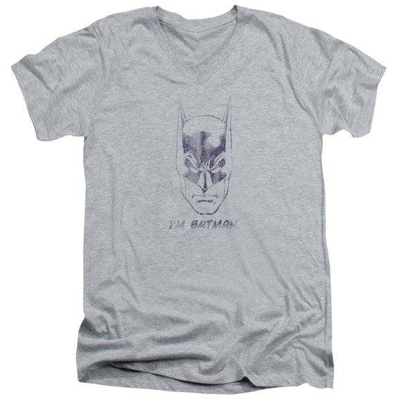 Batman Im Batman S/S Adult V-Neck T-Shirt 30/1 T-Shirt Athletic Heather
