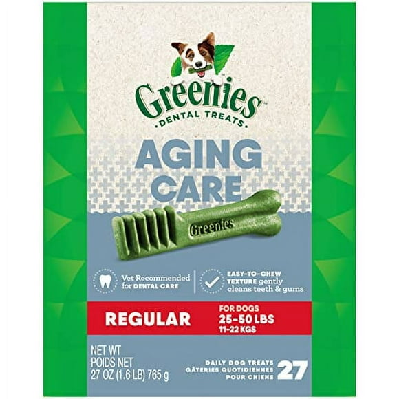 Greenies Soins Anti-Âge Soins Dentaires Naturels Réguliers pour Chien, 27 oz. Pack (27 Friandises)