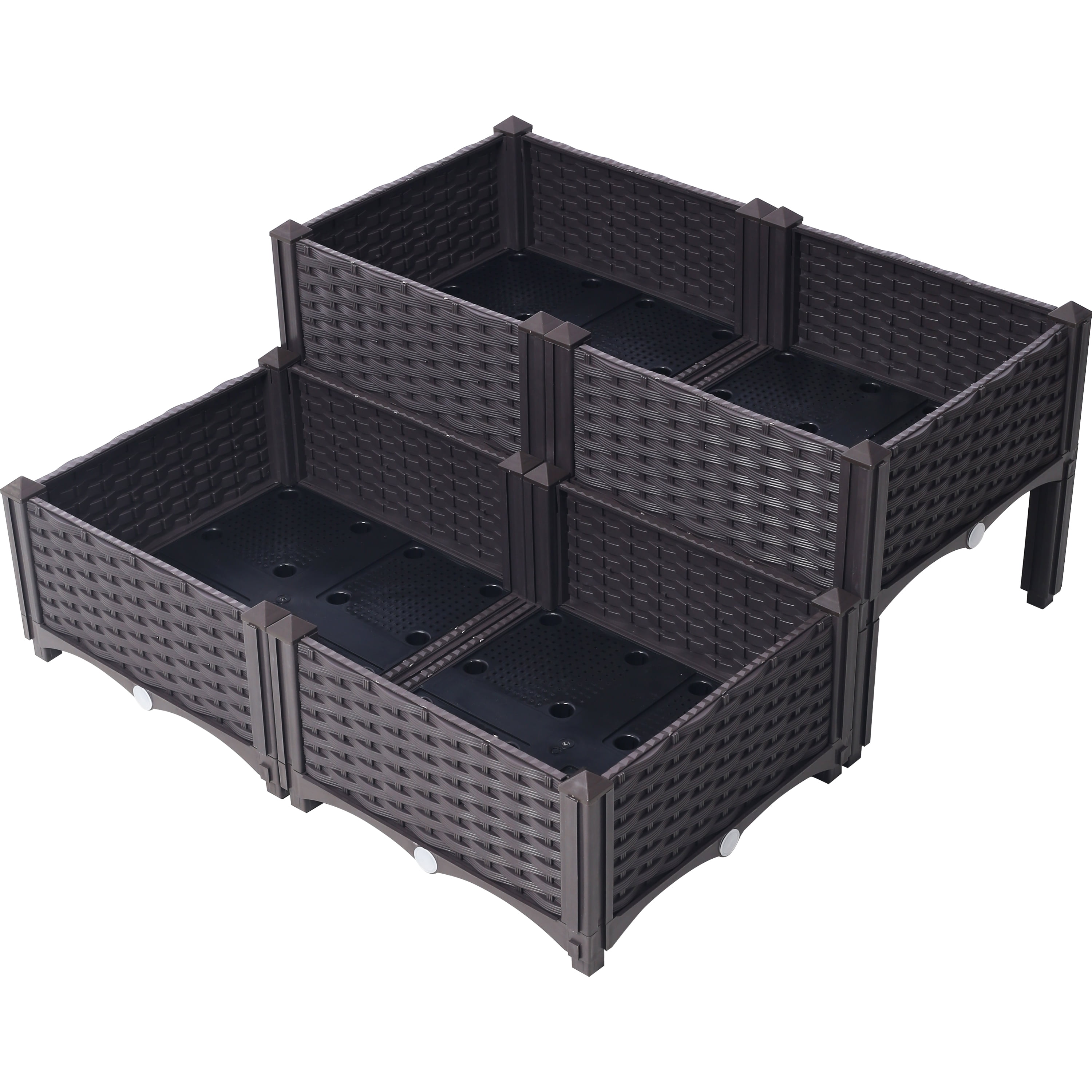 4 Piece Raised Garden Bed with Legs, Self-Watering Planter Box Raised Bed to Grow Flowers, Herbs & Vegetables, Brown