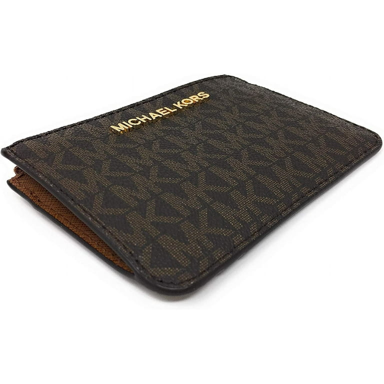 【国内即発】マイケルコース JET SET TRAVEL COINPOUCH BROWN Michael Kors Signature Brown Jet Set Travel Wallet with Coin