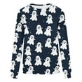 thumbnail image 4 of Moxiu Halloween Ghost Sweaters for Women Spooky Season Funny Long Sleeve Graphic Crewneck Pullover Tops Cute Holiday Sweater Navy,XXL, 4 of 4