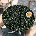thumbnail image 2 of Dark Green Leaves Round Tablecloth, Fitted Table Cover with Elastic for 55"-60" Round Tables, Pastoral Farmhouse Botanical Plant Table Cloth Outdoor Indoor Dinning Party Waterproof Tablecloths, 2 of 7