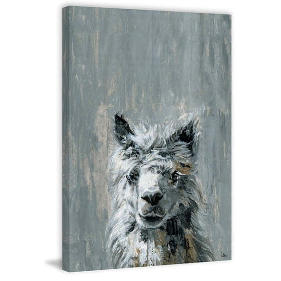 Bonjour Llama II Painting Print on Wrapped Canvas
