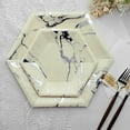 thumbnail image 5 of BalsaCircle 25 Ivory 8.5" Hexagon Silver Marble Design Disposable Paper Salad Plates Wedding Tableware, 5 of 7