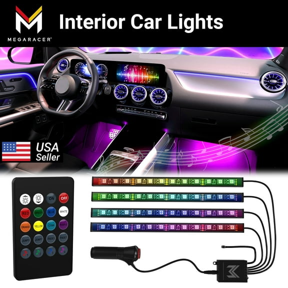 Mega Racer Interior Ambient Lighting with Remote Control - LED Lights for Car Interior - Truck Accessories - Automotive LED Lights